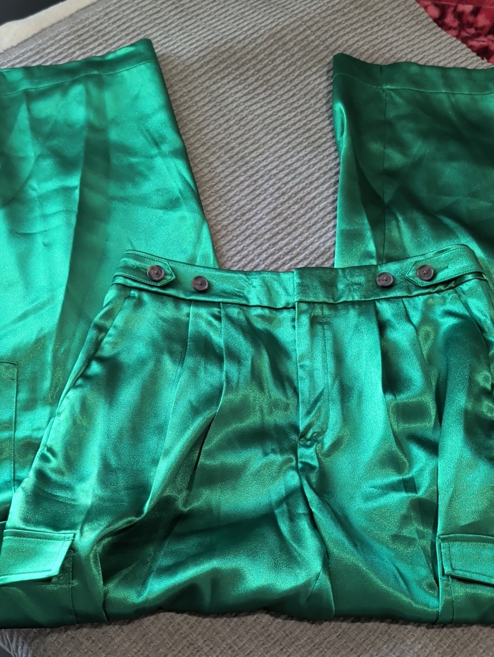 a new day Emerald Green Satin Cargo Pants